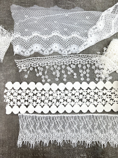 White Lace Trims Variety Trim Scrap Pack Scrap Bundle Pack 10 Pieces LotB SPK00181